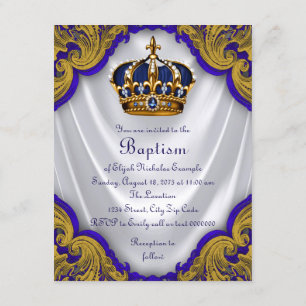 Invitation Prince Baptême Garçon Satin Tourbillon Bleu Royal