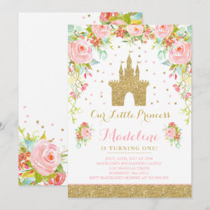 Invitation Prince Birthday Gold Princess Catle