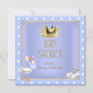 Invitation Prince bleu Baby shower Garçon Baby Crown Spot