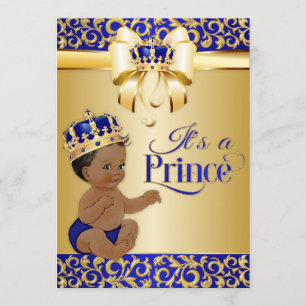 Invitation Prince Crown d'Afro-américain de bleu royal et