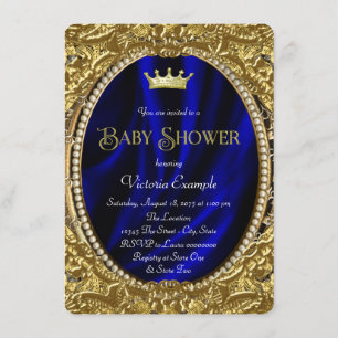 Invitation Prince de fantaisie baby shower de bleu royal et