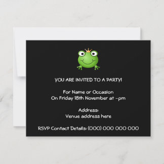 Invitation Prince des grenouilles. Grenouille souriante avec 