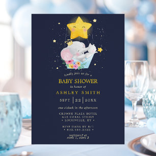 Invitation Prince éléphant Stars Fête de Naissance Garçon Béb