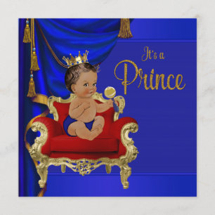 Invitation Prince ethnique baby shower de fantaisie de bleu