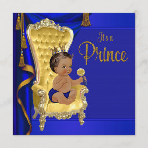 Invitation Prince ethnique baby shower de fantaisie de bleu