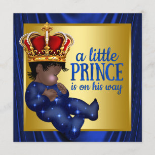 Invitation Prince ethnique Couronne Royale Bleue Baby Shower