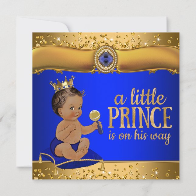 Invitation Prince ethnique royal bleu or Fête de naissance de (Devant)