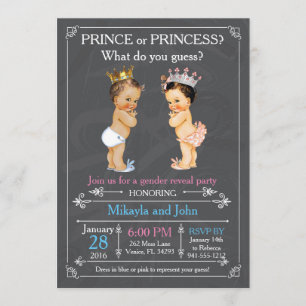 Invitation Prince ou princesse Gender Reveal - Caucasienne