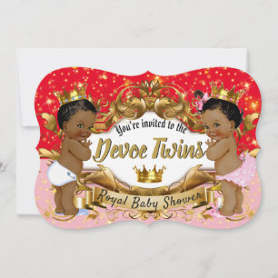 Invitation Prince Princesse africain paillettes rose et or ro