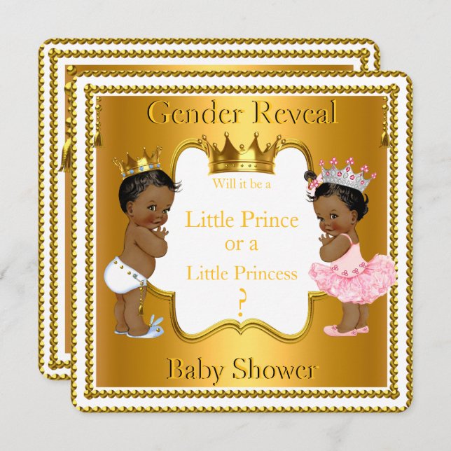 Invitation Prince Princesse Baby shower de révélation de genr (Devant / Derrière)