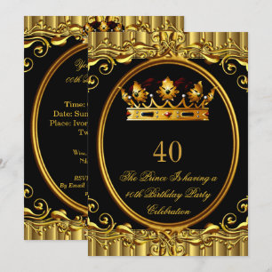 Invitation Prince Roi Or Royal Couronne Noire Royale Annivers