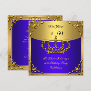 Invitation Prince Roi Rouge Or Royal Bleu Couronne Anniversai