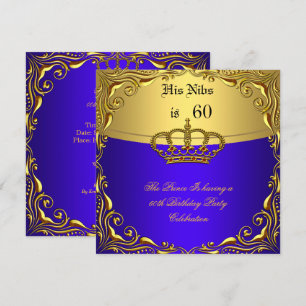 Invitation Prince Roi Rouge Or Royal Bleu Couronne Anniversai