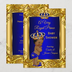 Invitation Prince Royal Baby Shower Bleu royal or ethnique