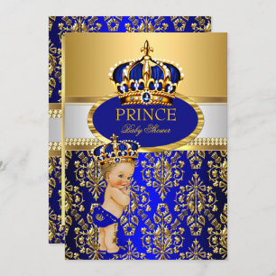 Invitation Prince Royal Baby shower de la Couronne Blonde Boy