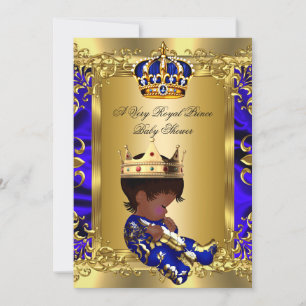 Invitation Prince Royal Bleu Garçon Baby Shower Régale Or 2