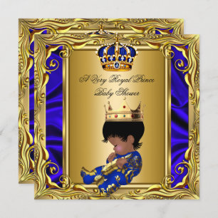 Invitation Prince Royal Blue Baby shower Regal Gold Boy