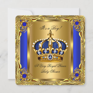 Invitation Prince Royal Blue Baby shower Regal Gold Boy