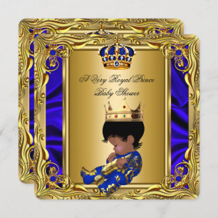 Invitation Prince Royal Blue Baby shower Regal Gold Boy 2