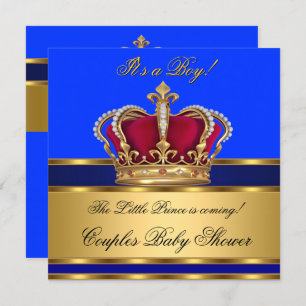 Invitation Prince Royal Blue Boy Baby shower Crown