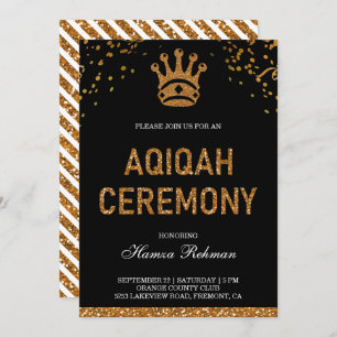 Invitation Prince royal d'or noir Aqiqah
