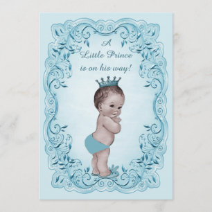Invitation Prince vintage bleu baby shower
