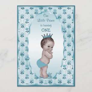 Invitation Prince vintage Boy et anniversaire de roses bleus