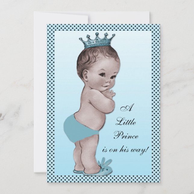 Invitation Prince vintage mignon baby shower (Devant)