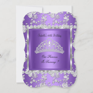 Invitation Princess Anniversaire Purple Silver Tiara