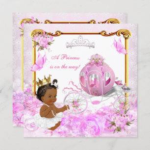 Invitation Princess Baby shower Rose Gold Carriage Ethnique
