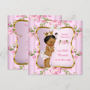 Invitation Princess Baby shower Rose Gold Floral Ethnic