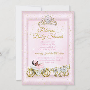 Invitation Princess Baby shower Tiara Rose Carriage Ethnique