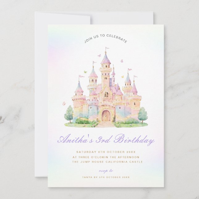 Invitation Princess Birthday Invitation, Magic Castle Party I (Devant)