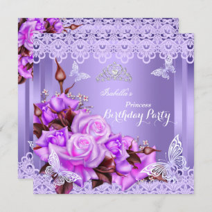 Invitation Princess Butple Rose rose violet fête d'anniversai