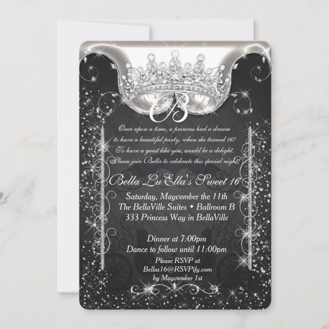 Invitation Princess Carriage Jewel Party Anniversaire Invitat (Devant)