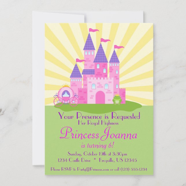 Invitation Princess Castle and Carriess Birthday Party (Devant)