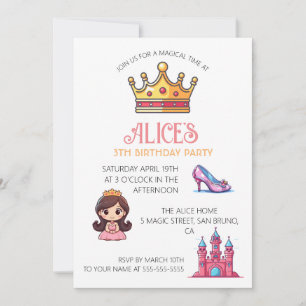Invitation Princess Castle Crystal Chaussures Anniversaire In