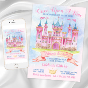 Invitation Princess Castle N'importe quel numéro Princess Bir