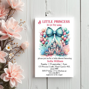 Invitation princess château ballons arc bébé douche