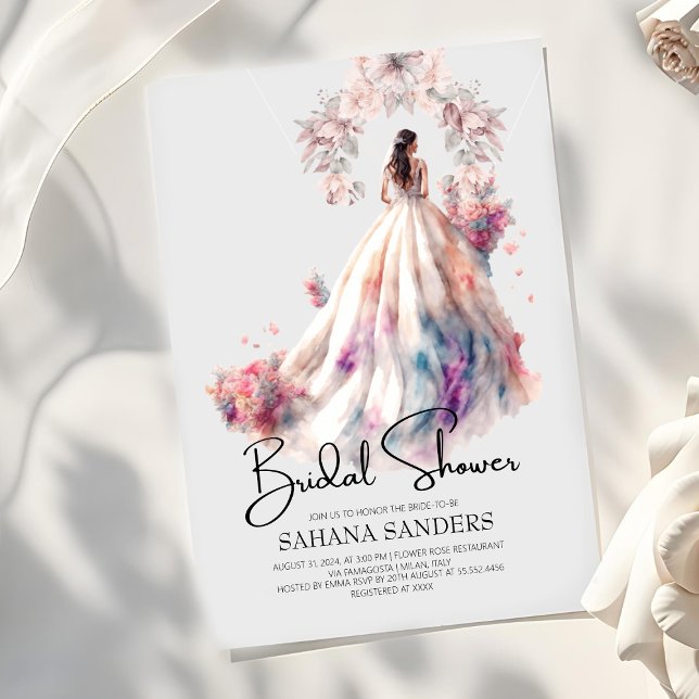 Invitation Princess Crown Floral Mariage Fête des mariées (Créateur téléchargé)