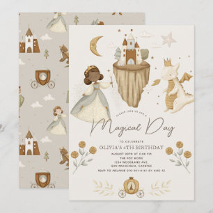 Invitation Princess Dragon Fairytale Dark Skin Girl Anniversa