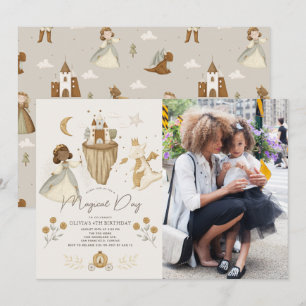 Invitation Princess Dragon Fairytale Peau noire Photo Anniver