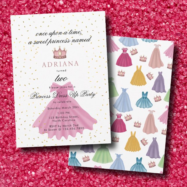 Invitation Princess Dress Fairytale Une Fois Anniversaire (Princess Dress Fairytale Once Upon A Time Birthday Invitation)