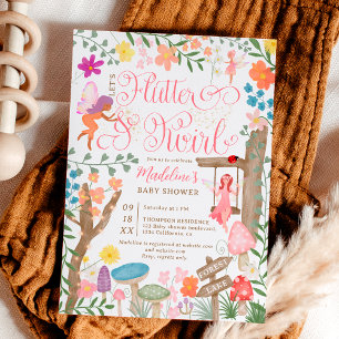 Invitation Princess fairy champignons fleurs baby shower chic
