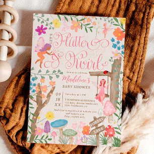 Invitation Princess fairy champignons fleurs baby shower chic