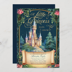Invitation Princess Fairytale Castle Deco Baby Girl Douche