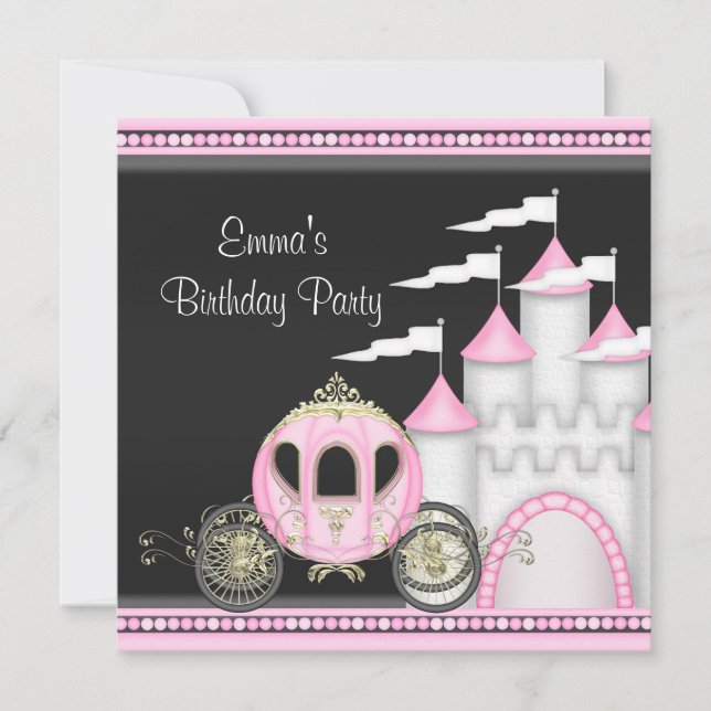 Invitation Princess Girls Rose Black Princess Anniversaire (Devant)