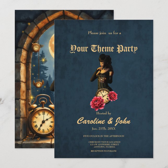 Invitation Princess of the Clocks – Keeper of Moonlit Hours.  (Devant / Derrière)