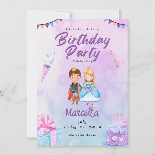 Invitation Princess Paradise Une fête colorée de Royal (Devant)