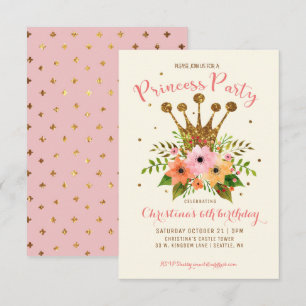 Invitation Princess Party Parties scintillant Floral Crown An